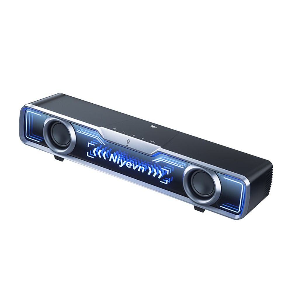 Soundbar Bluetooth Home - ลำโพงคอมพิวเตอร์ตั้งโต๊ะแบบใช้พลังงานจาก USB พร้อมไมโครโฟน ลำโพงซาวด์บาร์แบบมีสาย ความหน่วงต่ำ ไฟ