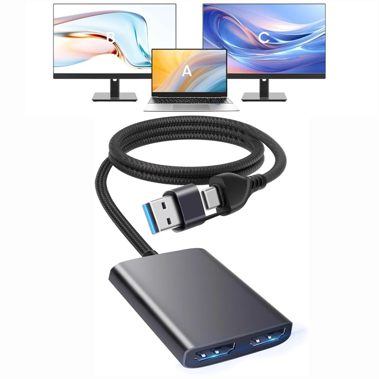 Home Cinema Usb - USB C/A 3.0 ถึง Dual HDMI