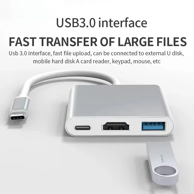 Home Cinema Usb - 3 ใน 1 ประเภท C ถึงอะแดปเตอร์ที่รองรับ