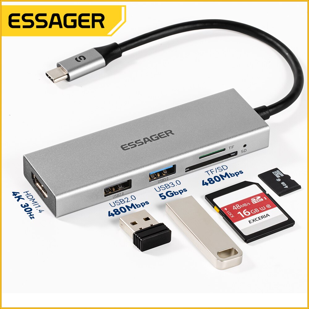 Essager 5 in 1 USB ฮับ C HDMI- - Home Cinema Usb บทวิจารณ์และราคา