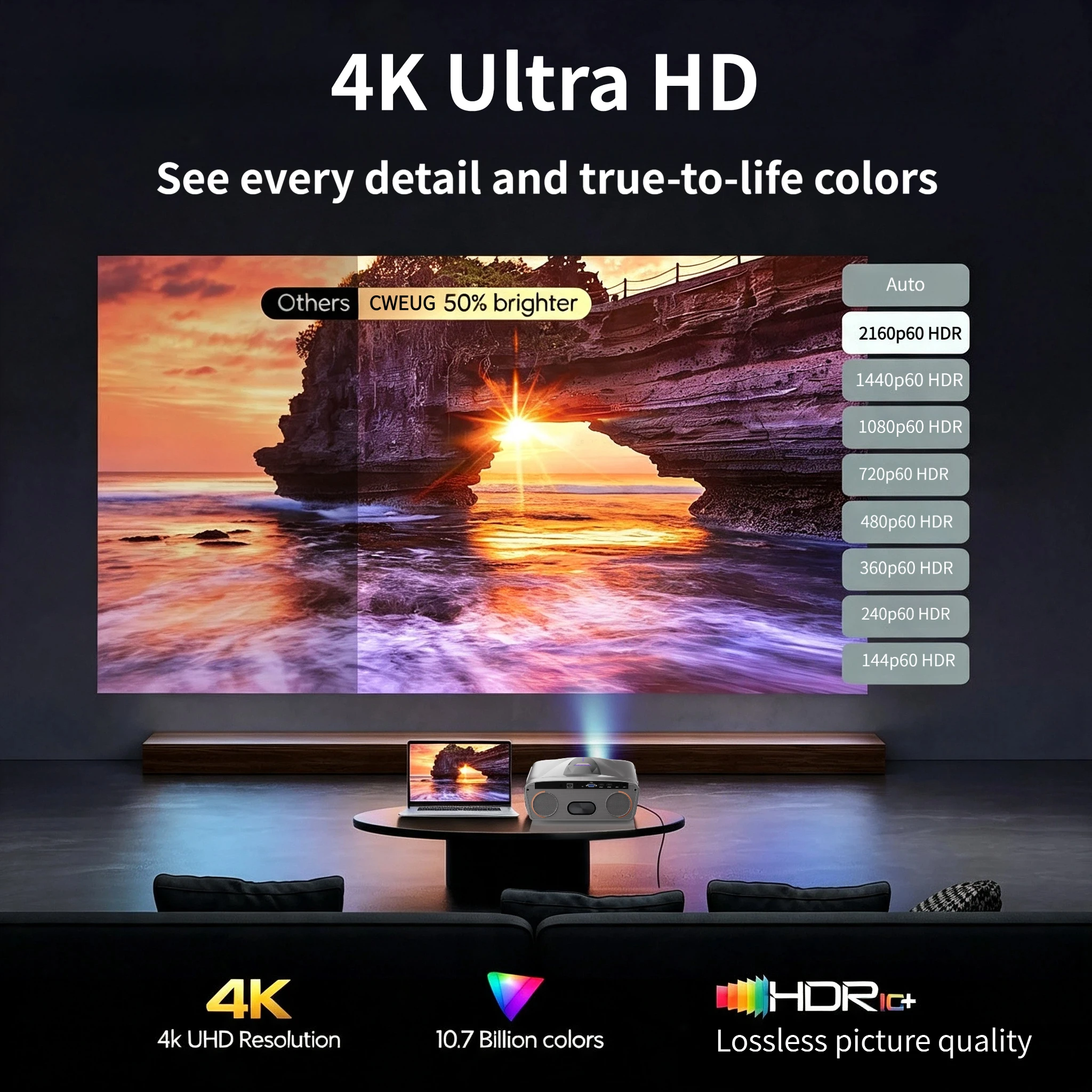 โปรเจคเตอร์ 4K E9 UHD รุ่นใหม่ - Home Cinema Karaoke Projector บทวิจารณ์และราคา