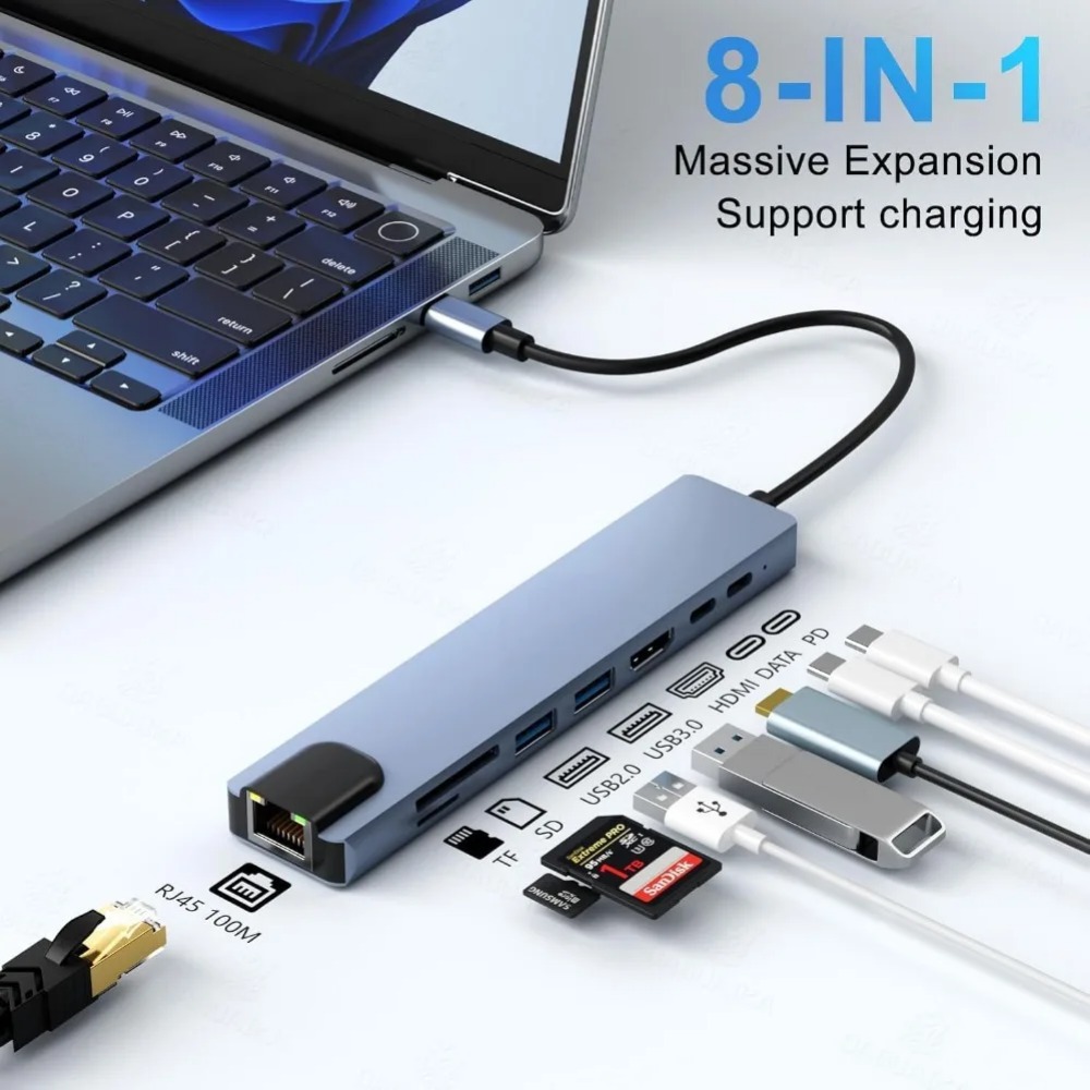 ฮับ USB C 8/7 in 1 อะแดปเตอร์  - Home Cinema Usb บทวิจารณ์และราคา
