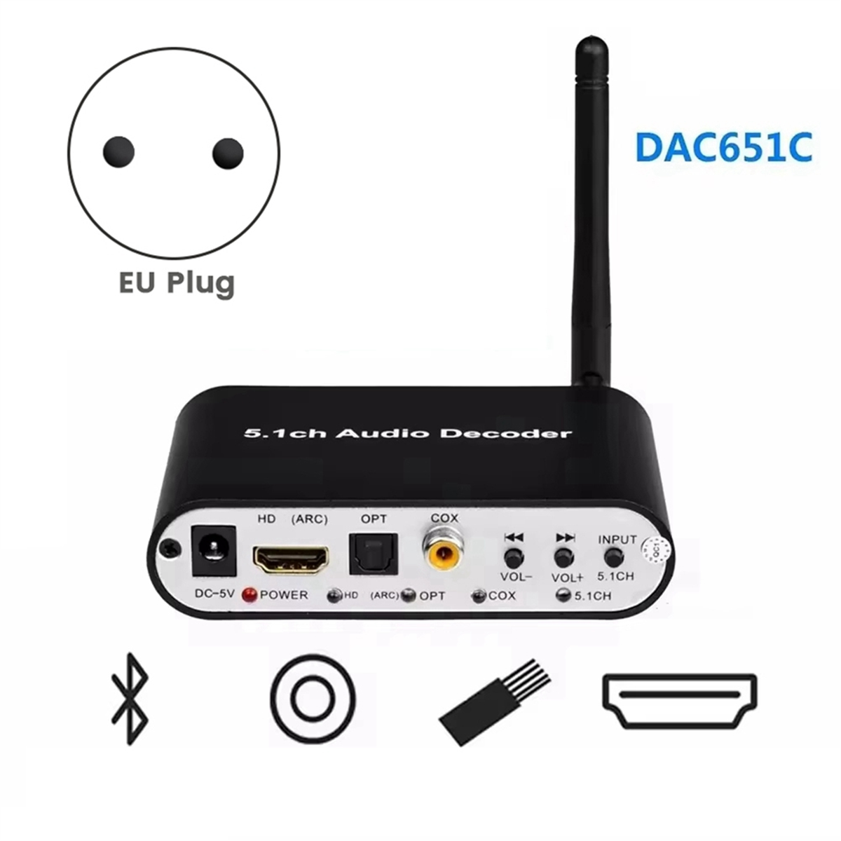 AU47-DAC651C 5.1 ถอดรหัสเสียงบ - Surround Sound Decoder บทวิจารณ์และราคา