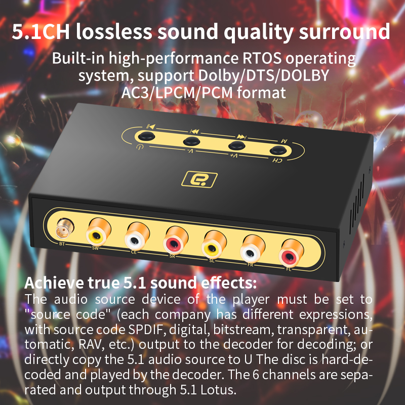 DA720 5.1CH ตัวถอดรหัสเสียงบลู - Surround Sound Decoder บทวิจารณ์และราคา